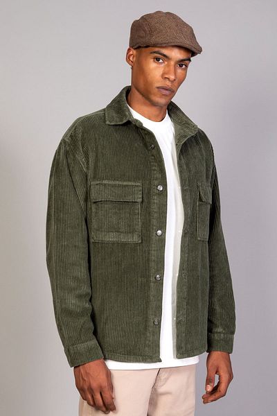 LTC Jeans Ανδρικό πουκάμισο Χακί Μοντέλο Oversize Βαμβακερό Βελούδινο Μπουφάν