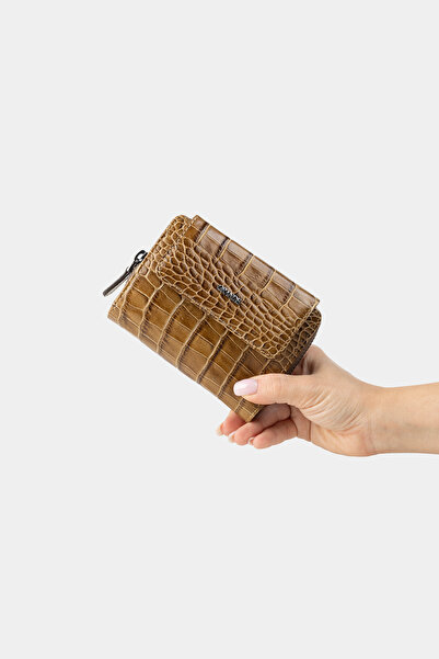 Grande Γυναικείο πορτοφόλι από γνήσιο δέρμα μοντέλο 3802 - Σχέδιο καρυδιάς κροκόδειλου