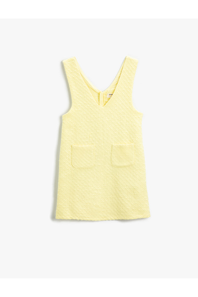 Koton Dokulu Basic Salopet Elbise Pamuklu V Yaka