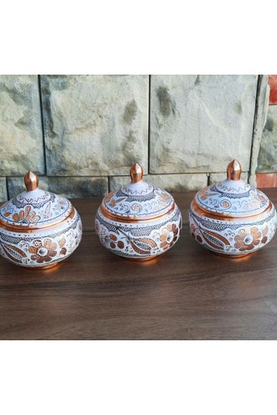 Efsoon Organics 400 ml White Bosnia Copper Spice Rack Triple Set