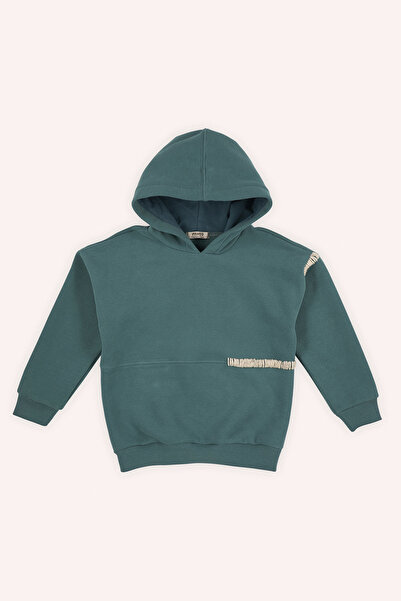 Panço Erkek Çocuk Kapüşonlu Yeşil Sweatshirt