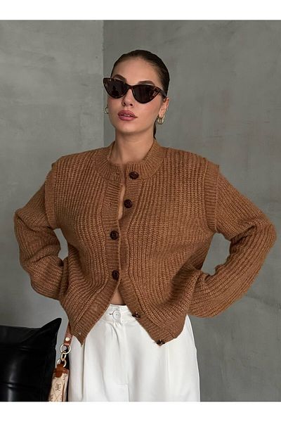 Laluvia Mustard Sleeve House Piece Cardigan- 241066