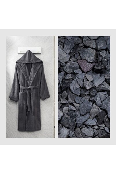 Rebeka Home Collection Μπουρνούζι ζευγαριού Nature Anthracite Green Hooded