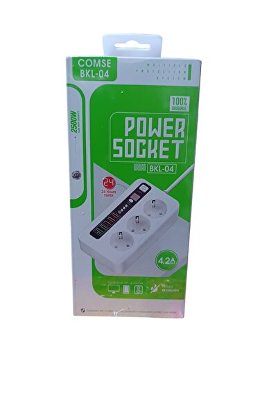 comse 4.2 A Akıllı 3'lü Priz Akım Korumalı Zaman Ayarlı 3 Pd 2 Usb 2 Metre Uz...