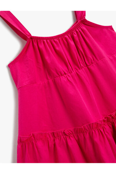 Koton Elbise Midi Askılı Volanlı Fırfırlı