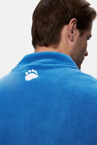 UCLA Cornıng Mavi Yarım Fermuarlı Nakışlı Polar Dik Yaka Standard Fit Erkek Sweatshirt
