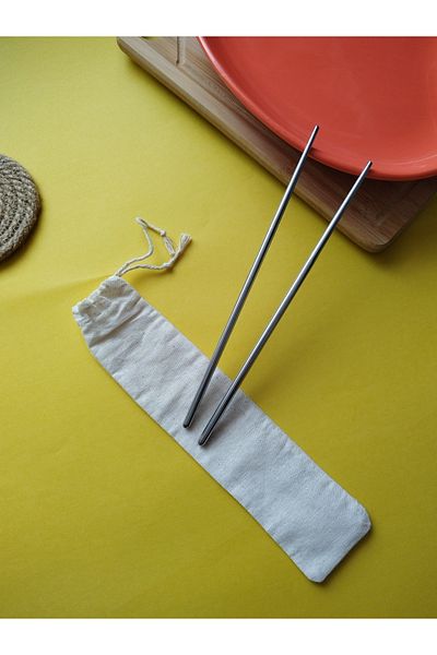 Bezza 2 Pairs of Chopstick and 2 Pcs Hambez Pouch 25*5 Sizes