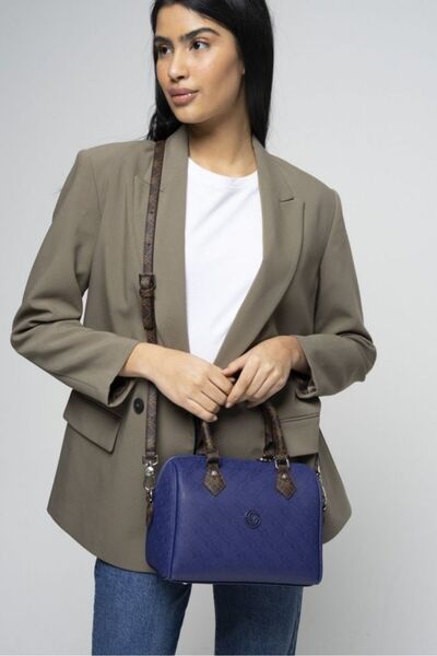 Valentino Orlandi Monogram Lacivert/kahve Kadın El Çantası Vlt063