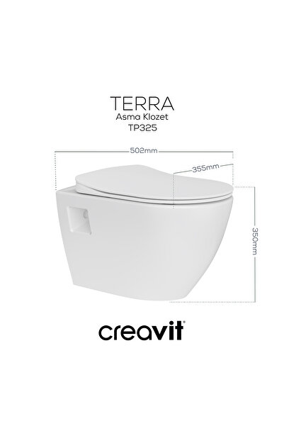 Creavit Terra Asma Klozet + Termoplast Kapak + Gri Kumanda Paneli + Gömme Rezervuar + Ara Kesme Valfi Set