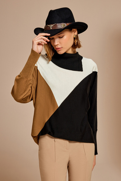 Naramaxx Color Block Yaka Detaylı Triko Bluz