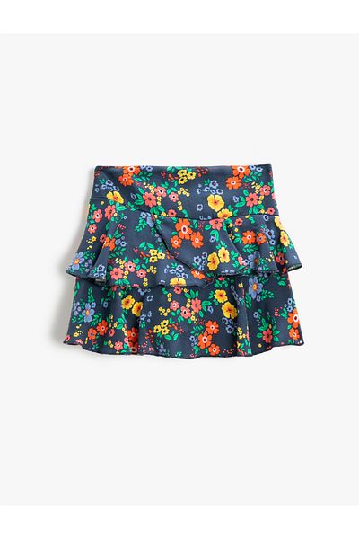 Koton Mini Skirt Floral Frilled Elastic Waist