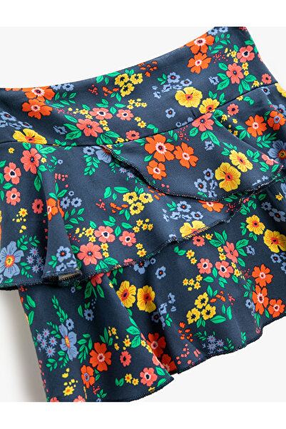 Koton Mini Skirt Floral Frilled Elastic Waist