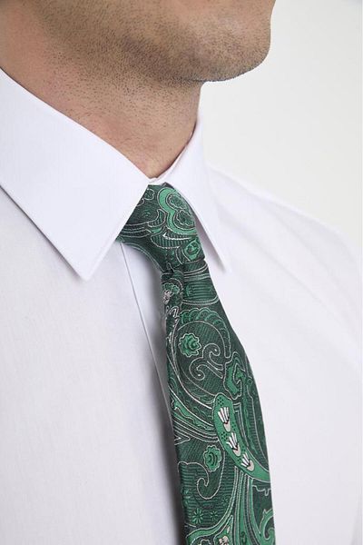 Brianze Bianze Green White Shawl Motif Pattern Tie Handkerchief Set