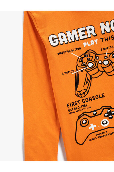 Koton Μπλουζάκι με στάμπα με μακρυμάνικη λαιμόκοψη