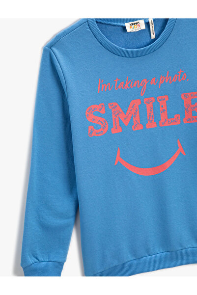 Koton Sweatshirt Uzun Kollu Baskılı Bisiklet Yaka