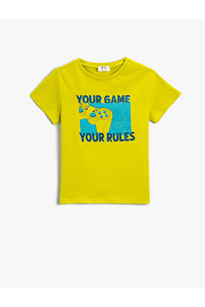 Koton Tricou din bumbac imprimat cu slogan cu gât
