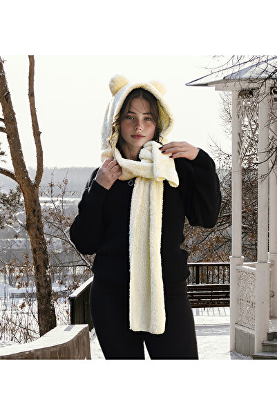Özgüner Oyuncak Pabtex Hooded Welsoft Plush Beanie - Scarf - Fleece Neck Collar Shawl - Windproof Ear Hat