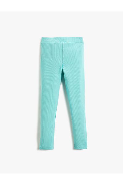 Koton Basic Ribbed Leggings Cotton Elastic Waist Label Detailed