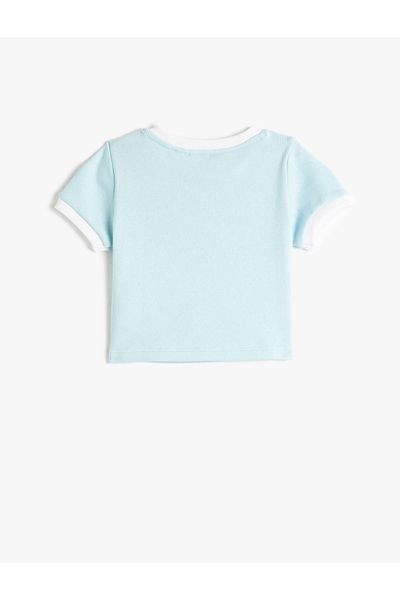 Koton Tricou cu mânecă scurtă decolteu răsucit din bumbac cu imprimeu floral