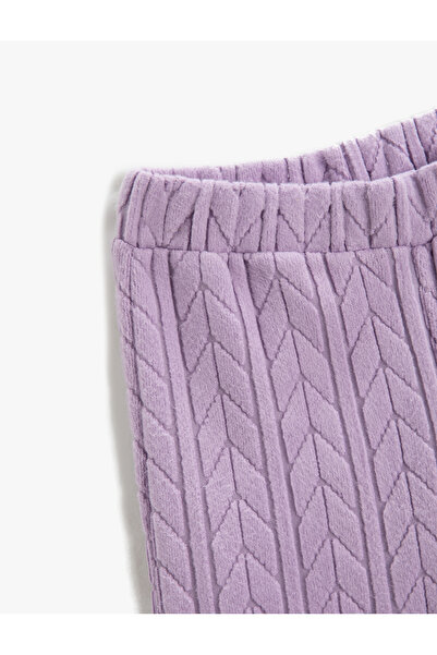 Koton Bol Paça Pantolon Rahat Kesim Beli Lastikli Dokulu