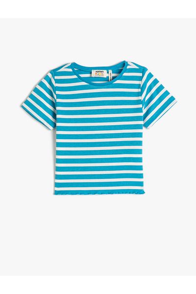 Koton Crop T-Shirt Short Sleeve Crew Neck Slim Fit Ribbed