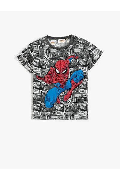 Koton Μπλουζάκι με κοντό μανίκι Spiderman με στάμπα με άδεια πληρώματος