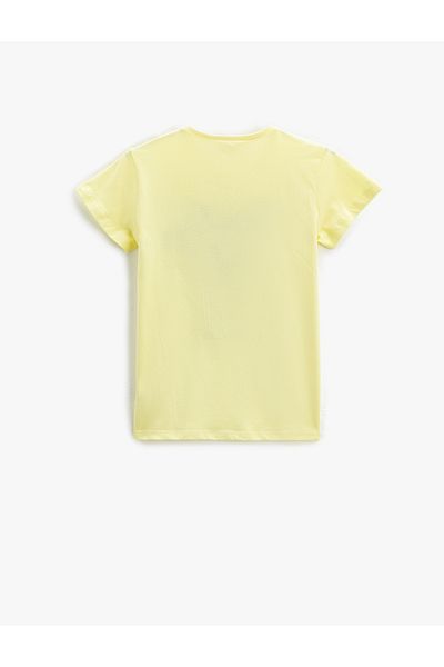 Koton Teddy Bear Printed Sequined Short Sleeve T-Shirt