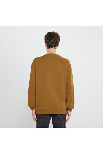 Lee Regular Fit Normal Cut 100% Cotton Crew Neck Men's Cinnamon Big Logo Sweatshirt