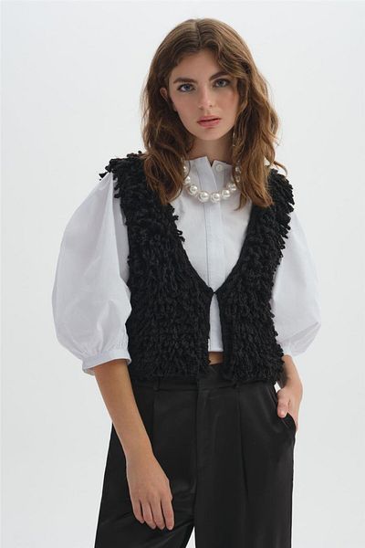 SHERIN Black Tasseled Cardigan