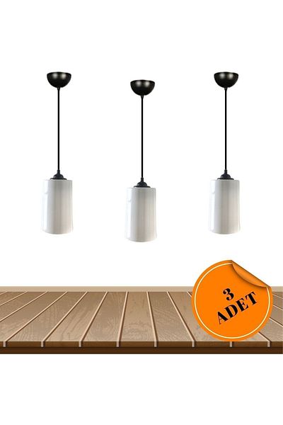 MHK Collection Rustic Acrylic White Mica Glass 3-Piece Bathroom Kitchen Living Room Pendant Lamp Chandelier