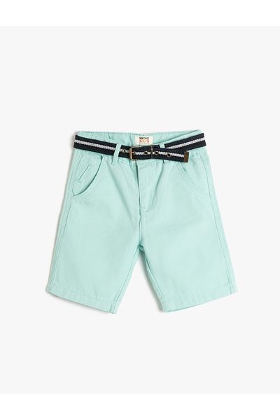 Koton Basic-Bermudashorts mit Gürteldetail, Taschen, Baumwolle, verstellbarer Gummibund