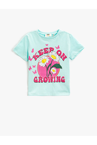 Koton Μπλουζάκι Daisy Printed με κοντομάνικο λαιμόκοψη
