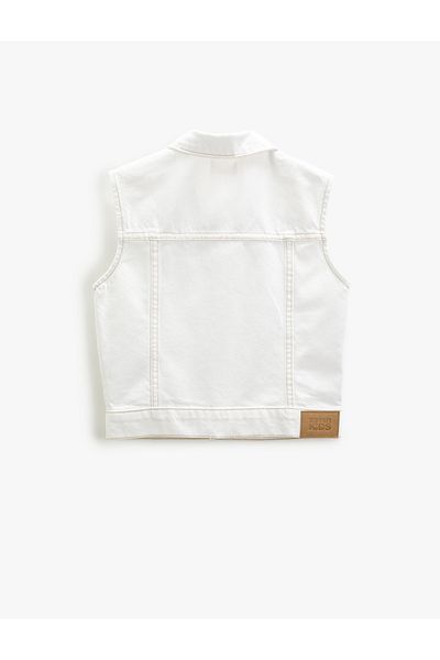 Koton Ärmellose Jeansjacke mit Pattentaschen aus Baumwolle