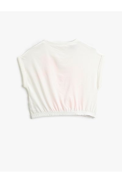 Koton Tricou crop Lola Bunny și Bugs Bunny, cu licență, cu mânecă scurtă, decolteu, bumbac