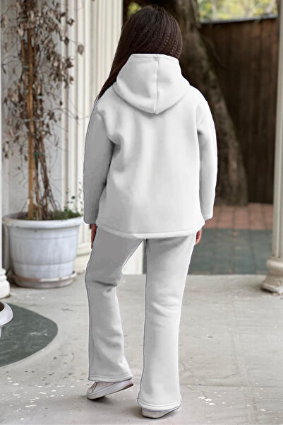 FEEL STYLE Σετ φόρμας 3 κλωστών Fleece για κορίτσια - Φαρδιά πόδια, κουμπωτά