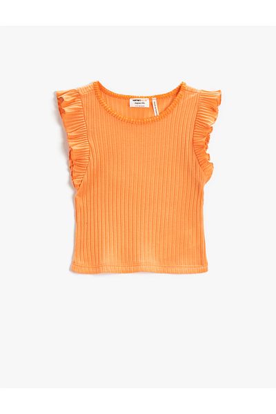 Koton Ärmelloses Crop-Top mit Rüschen aus gerippter Baumwolle