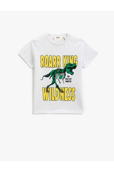 Koton Dinosaur Printed T-Shirt Short Sleeve Crew Neck Cotton