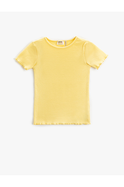 Koton Βασικό μπλουζάκι με κοντό μανίκι με ραβδώσεις