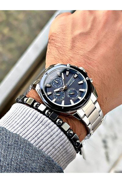 Ferrucci Silver Color Function Steel Band Sport Men's Wrist Watch + Bracelet