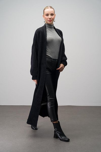 Olcay Loose Knitwear Cardigan - Long Black 8245