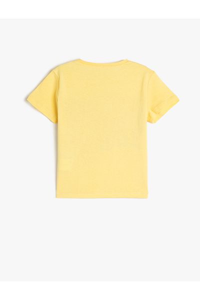 Koton Tricou imprimat cu sclipici cu mânecă scurtă cu gât crew bumbac