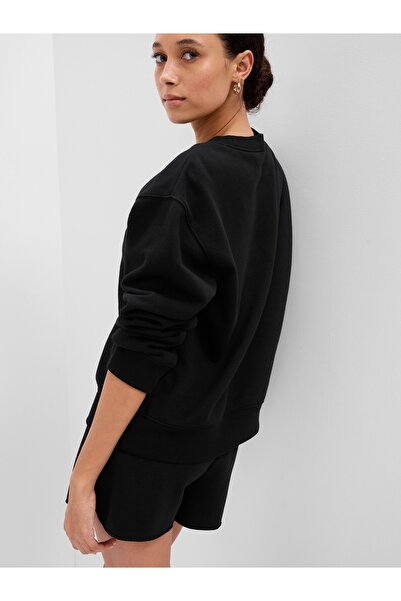 GAP Kadın Siyah Gap Logo Bisiklet Yaka Fleece Sweatshirt