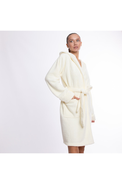 Caymoon Hooded Wellsoft Plush Dressing Gown Home Wear