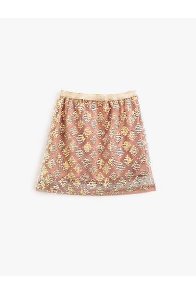 Koton Sequined Tulle Skirt - Lined Design