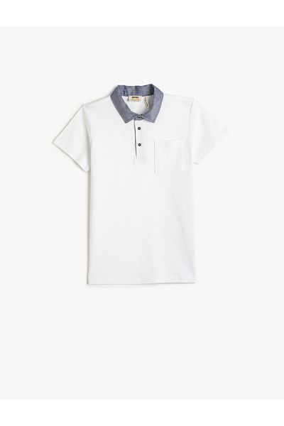 Koton Polo tričko s krátkým rukávem s jednou kapsou, detailní bavlna