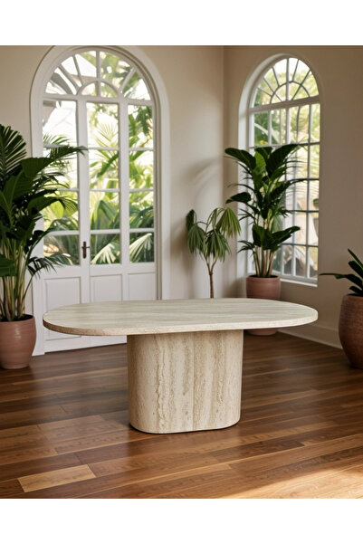 METSAN AKSESUAR Traverten Görünümlü Yemek Masası