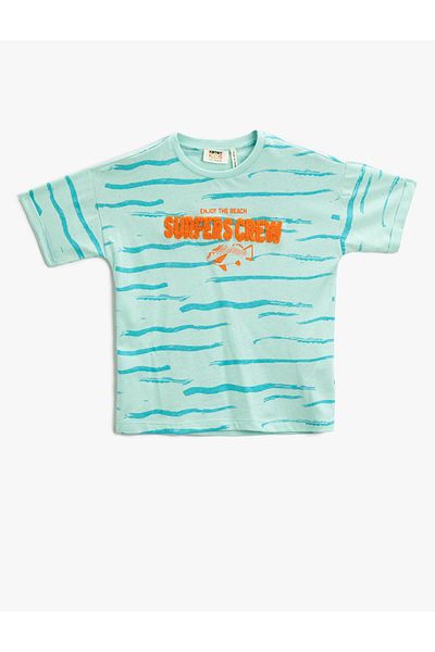 Koton Tricou cu mânecă scurtă din bumbac, cu gât crepus