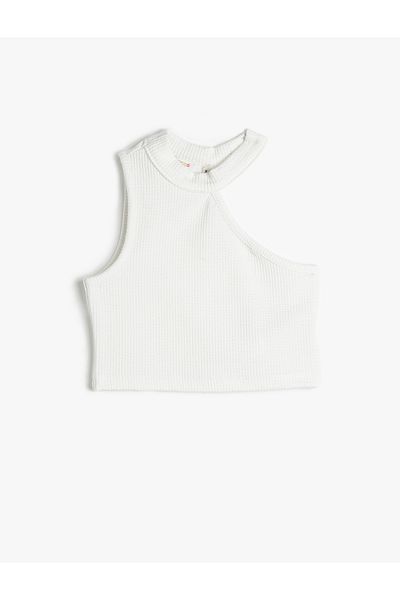 Koton Crop Top cu un umăr, fără mâneci, cu nervuri