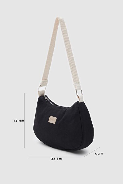 Cosmomiss Black K24 Zippered Closure Baguette Women's Casual Hand and Shoulder Bag B:16 E:23 W:6