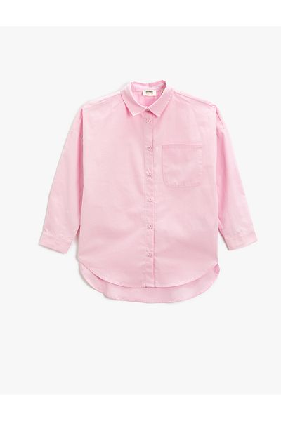 Koton Πουκάμισο Oversize Βαμβακερό μακρυμάνικο με μονή τσέπη